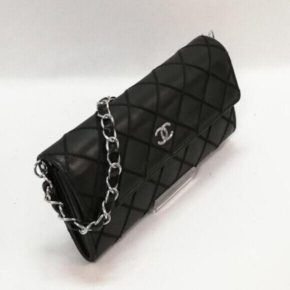 Authentic CHANEL CC Wild Stitch Lambskin Wallet on Chain Shoulder Crossbody - Picture 2 of 15